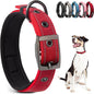 PetiFine Dog Collar with Metal Buckle, Heavy Duty Dog Collar with Soft Neoprene Padded, Adjustable Reflective Nylon Dog Collars for Small Medium Large Dogs, Red,S