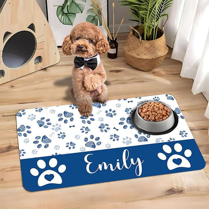 Personalized Dog Cat Mat with Name Photo Custom Placemat Feeding Mats for Food and Water Customized Non-Slip Waterproof Doormat for Bowls Outdoor Indoor Floors Gifts for Pet Owner