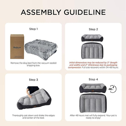 Bedsure SupportMax™ Orthopedic Dog Bed Medium Size Dog - Extra Thick Supportive Medium Dogs Beds with Waterproof Washable Cover, Comfort Pet Bed Sofa with Soft Sherpa and Nonskid Bottom, Grey, 35"