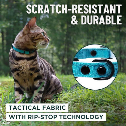 OutdoorBengal Green Cat Collar Breakaway, Soft Padding for Medium to Large Cats - Durable Heavy Duty Tactical Fabric, Comfortable, Quick Release Breakaway Cat Collars, No Bell Collar (Green, Adult)