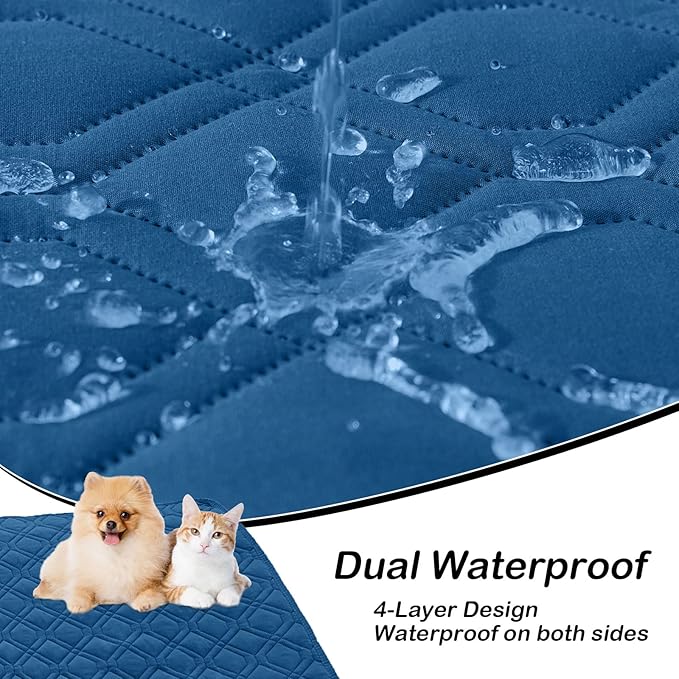 hyha Waterproof Dog Bed Blanket, Soft Pet Blankets, Waterproof Couch Cover for Dogs, Reversible Sofa Covers Washable for Furniture (30x70 Inch, Navy Blue/Blue)