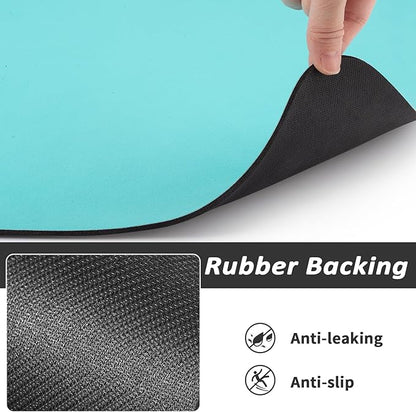 Dog Food Mat - Absorbent Cat Mat for Food and Water, No Stains Pet Feeding Bowl Mat, Easy to Clean Pet Placemats, Quick Dry Dog Water Dispenser Mat for Messy Drinkers | Paw Teal 16"x 24"