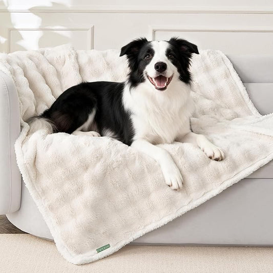 Soft Cozy Waterproof Twin Blanket for Bed Intimacy - Room Decor Large Dog Blankets for Bed Protector, Washable Pet Blankets for Indoors & Outdoors, Cream, 60"x80"