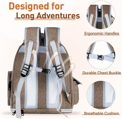 Pawstrip Cat Backpack Carrier with Large Space Bubble Window, Airline Approved Breathable Pet Carrier for Small Dogs Cats up to 15lbs, Foldable for Travel Hiking & Outdoor Use