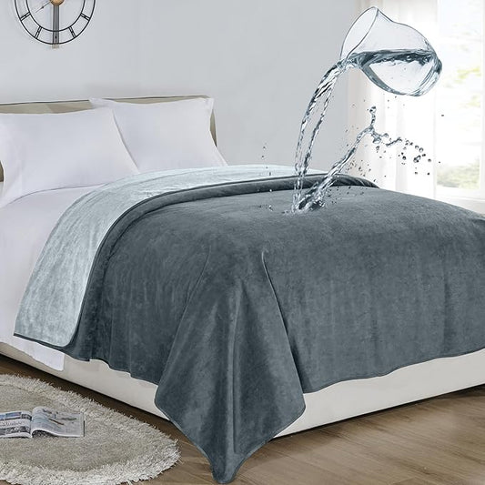 Softan Waterproof 100% Leak Proof Blanket for Baby Adults Pets Dogs Cats, Pee Proof, 3 Layer Protector for Bed, Sofa Couch and Other Furniture, 70"x90", Charcoal | Light Grey, Reversible Lightweight