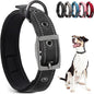 PetiFine Dog Collar for Large Dogs, Neoprene Padded and Adjustable, Reflective Wide Heavy Duty Pet Collars with Durable Metal Belt Buckle for Walking, Black, L
