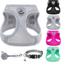 PUPTECK Adjustable Dog Harness Collar and Leash Set Step in No Pull Pet Harness for Small Medium Dogs Puppy and Cats Outdoor Walking Running, Soft Mesh Padded Reflective Vest Harnesses, Solid Grey XS