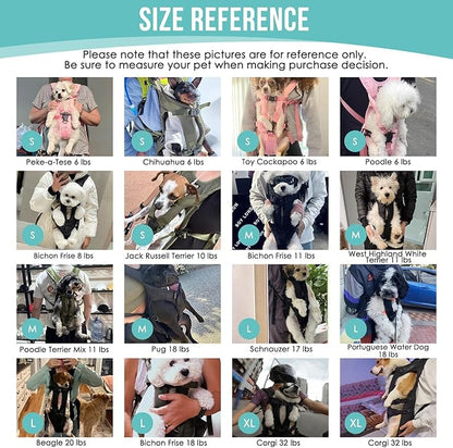 Lukovee Dog Backpack Carrier, Legs Out Easy-fit Dog Front Carrier for Small Medium Dogs, Adjustable Hands Free Dog Chest Carrier for Hiking Cycling (Green,Small)