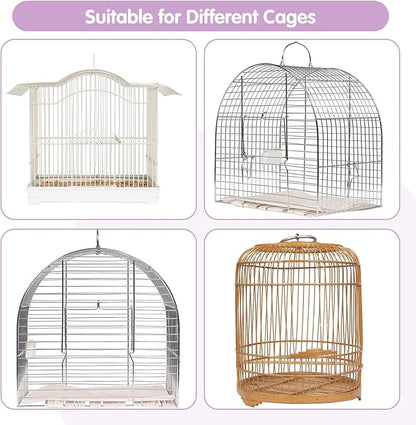 Bird Cage Cover, 45-90'' Adjustable, Universal Nylon Mesh Net, Bird Cage Skirt Guard, Purple