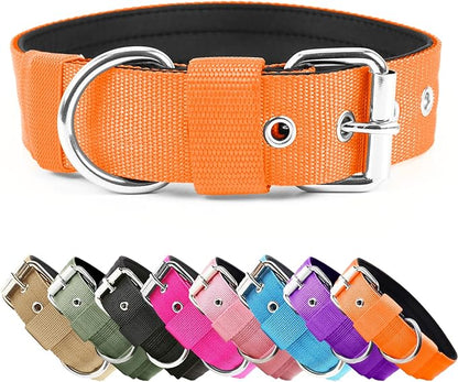 Heavy Duty Tactical Dog Collar - 1.5" Width Military Durable Thick Nylon with Adjustable Metal D Ring & Buckle Working Training K9 Collar for Medium Large Dogs (M(17"-20"), Orange)
