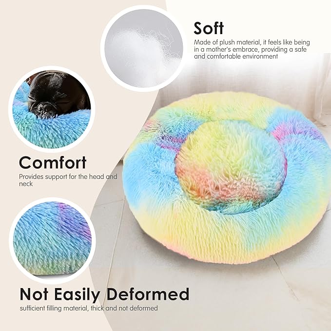 Dog Beds Large Sized Dog and Cats, 32in Pet Beds for Large Pet, Washable Indestructible Extra Large Dog Bed (Rainbow)