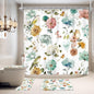 4 PCS Green Floral Birds Bathroom Set with Shower Curtain and Rugs 72Wx72H Inch Classical Watercolor Non-Slip Bath Rug Toilet Lid Cover and U Shape Mat Accessories 12 Hooks Bathoom Decor