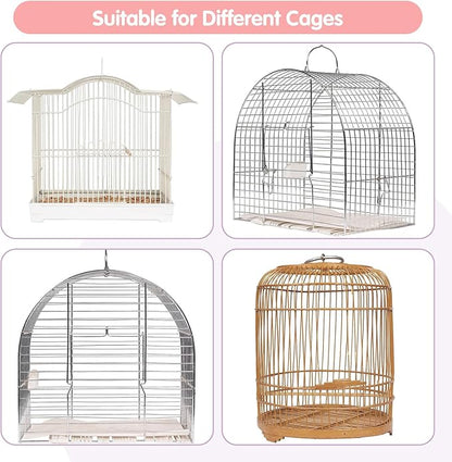 Bird Cage Seed Catcher, 45-90'' Adjustable Bird Cage Cover, Universal Nylon Bird Cage Mesh Net, Bird Cage Skirt Guard Accessories for Parrot Parakeet Macaw Round Square Cage (Pink)