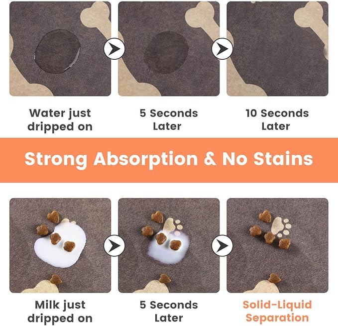 Pet Feeding Mat-Absorbent Pet Placemat for Food and Water Bowl, with Waterproof Rubber Backing, Quick Dry Water Dispenser Mat for Dog and Cat (27"x17", Brown)