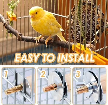 Bird Perch Platform Stand Wooden Parrot Perch Corner 5.9 Inches Fan Shape Playground Cage Accessories Parrot Stand Flat Perches for Bird Cages Corner Shelf for Birds Parrots Hamster Gerbil
