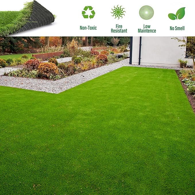 Artificial Grass Rug Outdoor Indoor 13FTX80FT Fake Grass Carpet Green Synthetic Grass Pet Turf Realistic Faux Grass Rug with Drain Holes for Garden Lawn Landscape Balcony Home Decor Patio