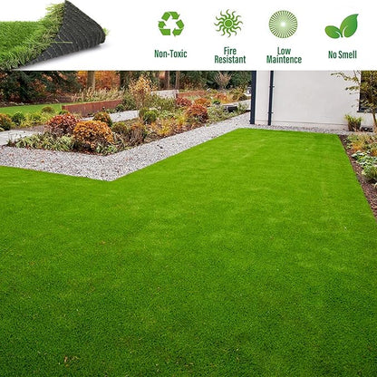 Artificial Grass Rug Outdoor Indoor 13FTX63FT Fake Grass Carpet Green Synthetic Grass Pet Turf Realistic Faux Grass Rug with Drain Holes for Garden Lawn Landscape Balcony Home Decor Patio