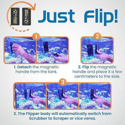 FLIPPER Max Magnetic Aquarium Glass Cleaner – 2-in-1 Scrubber and Scraper, Hands-Free Fish Tank Cleaner for Algae Removal, Safe for Glass and Acrylic Tanks up to 3/4" (19mm), Freshwater & Saltwater