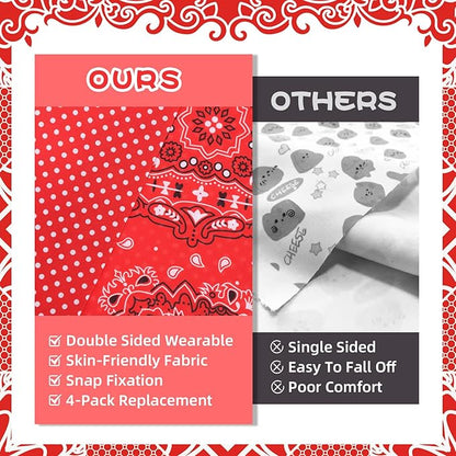 PAWCHIE Dog Bandanas Small Reversible Styles Pet Triangle Scarf Bibs - Adjustable with Two Snaps - Kerchief Set Accessories for Dogs, Puppy, Cats Red