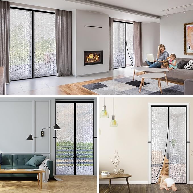 RELIANCER Magnetic Thermal Insulated Door Curtain,Waterproof EVA Door Cover,Fit Doors Size Up to 36"x80",Temperature Protection Insulated Doorway Curtain Partition,Patio Self-Closing Doors Net Screen