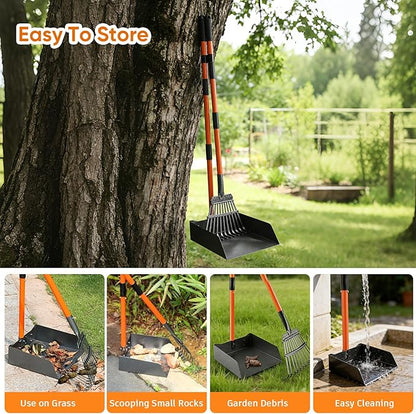 Pooper Scooper, Detachable Long Handle Dog Pooper Scoopers with Heavy Duty Metal Rake and Tray, Durable Pooper Scooper for Large Dogs, Great for Lawn, Grass, Dirt, Gravel, Yard