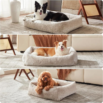 JOEJOY XL Dog Beds Large Sized Dog, Washable Orthopedic Premium Soft Corduroy Fleece Pet Bed with Removable Zipper Cover, Cute Calming Puppy Bed with Non Skid Bottom