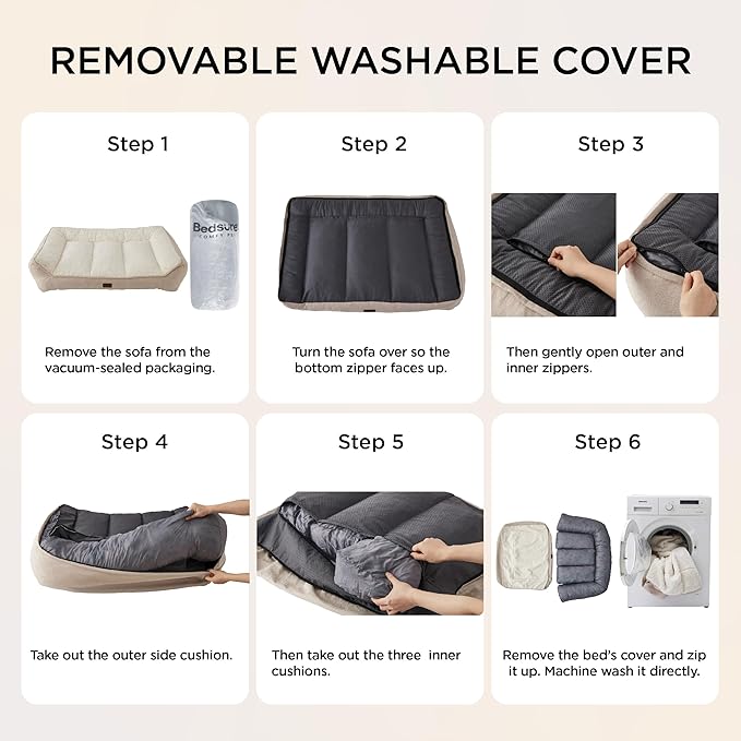 Bedsure SupportMax™ Orthopedic Dog Bed Medium Size Dog - Extra Thick Supportive Medium Dogs Beds with Waterproof Washable Cover, Comfort Pet Bed Sofa with Soft Sherpa and Nonskid Bottom, Brown, 35"