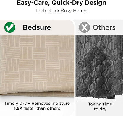 Bedsure Waterproof Bed Cover for Dogs Washable - Waterproof Blanket for Full Bed Couch Sofa Cozy, Lightweight Furniture Protector for Pet Cat Quick Drying, Sandy Tan, 82x82IN