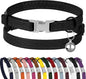 Leather Cat Collar with Buckle and Removable Bell - Non Breakaway Adjustable Soft Safety Small Pet Collars for Girl Boy Cats Kitten (Black)