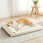 Orthopedic Dog Bed Medium Size Dog with Pillow 30''X20'', Waterproof Soft Comfortable Egg Crate Foam Pet Crate Beds Mat with Removable Washable Cover and Non-Slip Bottom, Cream