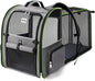 Lekebobor Large Cat Backpack Carrier Expandable Pet Carrier Backpack for Small Dogs Medium Cats Fit Up to 18 Lbs,Dogs Foldable Puppy Backpack Carrier for Travel, Hiking,Grey with Green Edge, XL