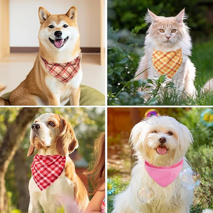 PAWCHIE Dog Bandanas Small Reversible Styles Pet Triangle Scarf Bibs - Adjustable with Two Snaps - Kerchief Set Accessories for Dogs, Puppy, Cats