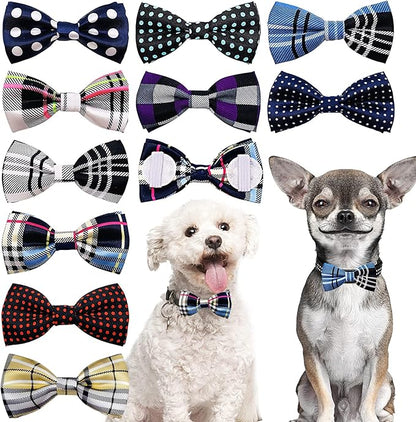PET SHOW 10 Pack Small Dogs Collar Bowties Attachment Charms for Puppies Cats Embellishment Collars Accessories Bows Ties for Birthday Parties Holiday Wedding Supplies