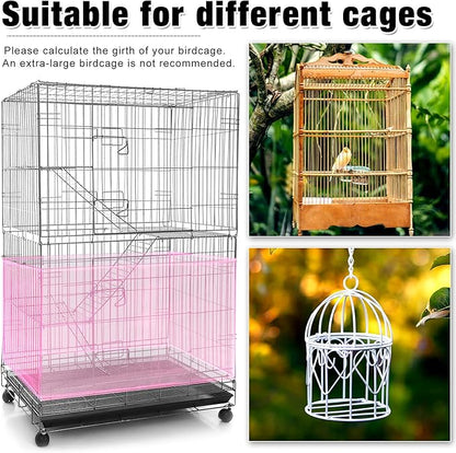 Shappy Large Bird Cage Seed Catcher,Bird Cage Cover Net Skirt Guard,Adjustable Soft Airy Mesh Net for Parrot Parakeet Macaw(118 x 15 Inch/ 300 x 37 cm,Light Pink)