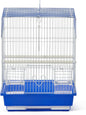Prevue Pet Products Parakeet Square Roof Bird Cage with Handle - Carrier for Home or Travel, Small Bird Accessories, Easy Storage, for Canaries, Budgies, Finches, Parakeets, and More - Blue & White