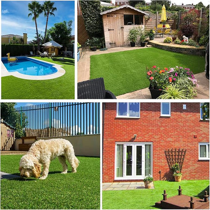 Artificial Grass Rug Outdoor Indoor 13FTX76FT Fake Grass Carpet Green Synthetic Grass Pet Turf Realistic Faux Grass Rug with Drain Holes for Garden Lawn Landscape Balcony Home Decor Patio