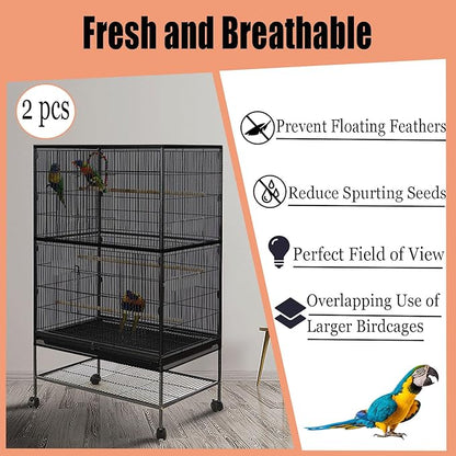 Bird Cage Seed Catcher,Large Birdcage Net Cover,Bird Cage Accessories for Parrot Parakeet Cockatiels Conures Macaw African Round Square Cages(118 * 31inch,2 PCS)