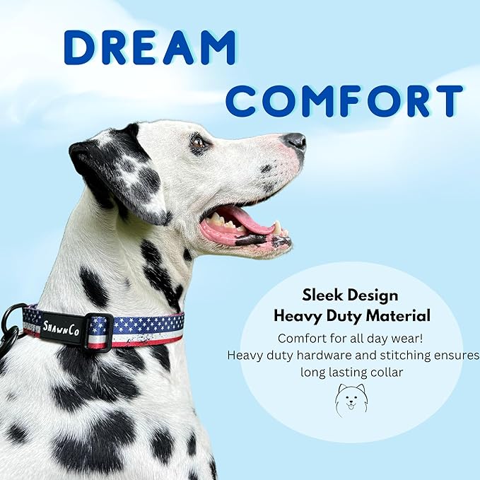 ShawnCo Dream Walk Dog Collar- Premium, Adjustable and Comfortable Pet Collar for Small, Medium, Large and Extra Large Dogs (M, Mustang Red)