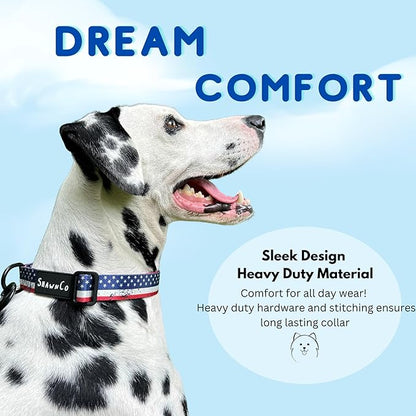 ShawnCo Dream Walk Dog Collar- Premium, Adjustable and Comfortable Pet Collar for Small, Medium, Large and Extra Large Dogs (S, Stars and Stripes)