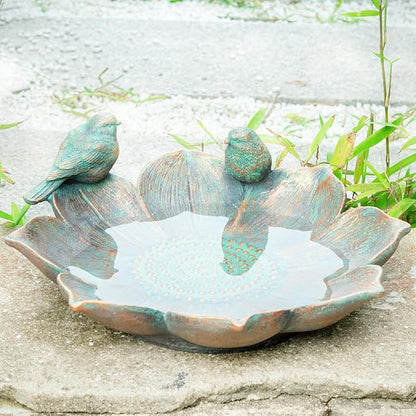 MUMTOP Bird Baths for Outdoors, Antique Outdoor Garden Bird Bath Resin Birdbath Bowl with Vintage Bird Ornament for Outside Yard Table Decor
