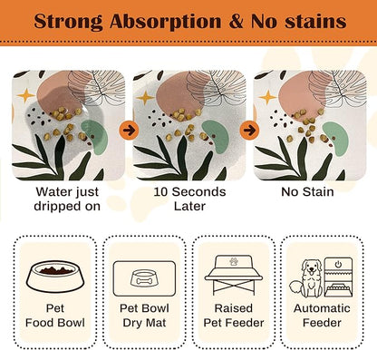 Pet Feeding Mat for Floors Waterproof Dog Mat for Food and Water Absorbent Quick Dry Non Slip mat for Cat Bowls