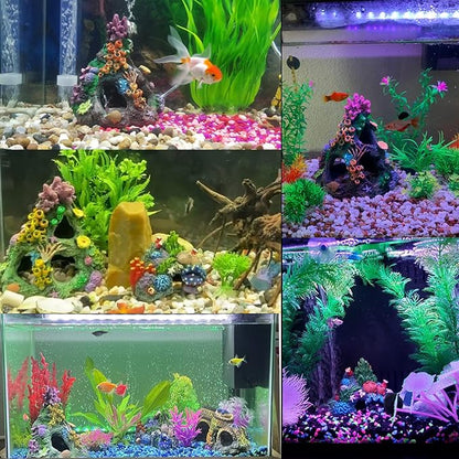 Tfwadmx Aquarium Coral Decoration Resin Fish Tank Hiding Mountain Cave Betta Hideaway House Rock Reef Ornament, 2 Pack.