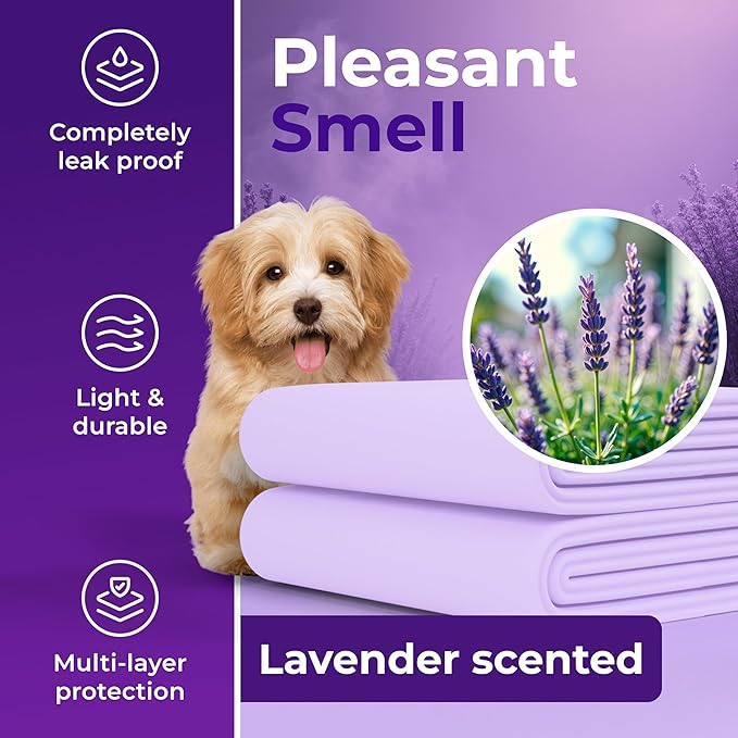 GREEN LIFESTYLE Pee Pads - Super Absorbent & Leak-Proof Pee Pads for Dogs - Puppy Pads - Waterproof Dog Pads, Lavender Scented Dog Training Pads for Cats, Rabbits (Pack of 40 - 22x22)