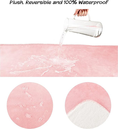 Waterproof Pet Blanket - 50x60-Inch Reversible Sherpa Fleece Throw Protects Couches, Cars, and Beds from Spills, Stains, and Fur by PETMAKER (Pink)