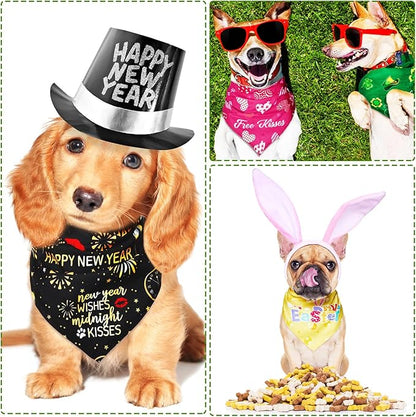 Weewooday 9 Pcs Holiday Dog Bandanas St' Patrick's Day Easter Bandanas Birthday Scarf Adjustable Large Pet Washable Scarves for Large Dog Supply(Cute Pattern)