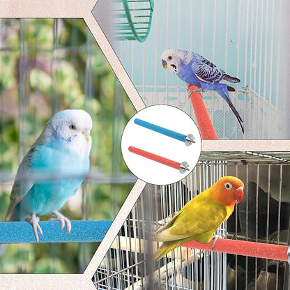 Bird Perches Stand for Cage, 2 Pcs Parrot Bird Cage Perch Toy Paw Grinding Stick Cages Wooden Grinding Claw Sticks Sanded Surface Cages Toy for Parakeets Finches Parakeet Toys Birdcage Accessories