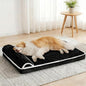 Orthopedic XL Dog Bed Large Sized Dog with Pillow 42''X28'', Waterproof Soft Comfortable Egg Crate Foam Pet Crate Beds Mat with Removable Washable Cover and Non-Slip Bottom, Black