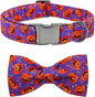 Dog Collar - Halloween Pumpkin Bowtie Pet Collar Gift Soft Bow Collar Pet Adjustable Metal Buckle Puppy Collars for Small Dogs