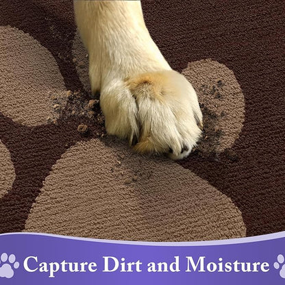Buganda Dog Door Mat for Muddy Paws, Absorbent Dirt Trapper Non Slip Indoor Doormats, Washable Low-Profile Mat for Mud Dogs, Entryway Carpet for Inside Floor (40x32 Inches, Brown)