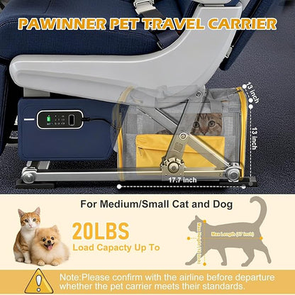 Pawinner Cat Carriers, 17.7"x13"x13" Collapsible Pets Travel Carriers Dog Carrier Pet Carrier(Up to 20lbs), Waterproof Airline Approved Soft Sided, Car Travel Portable Bag for Big Cats/Small Dogs